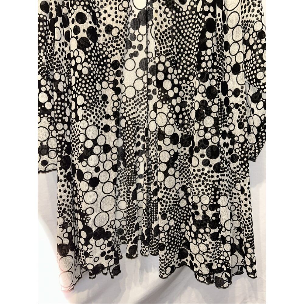 Ali Miles Cardigan Womens Plus 3X Black White Sheer Mesh Sweater Lightweight - Picture 4 of 13